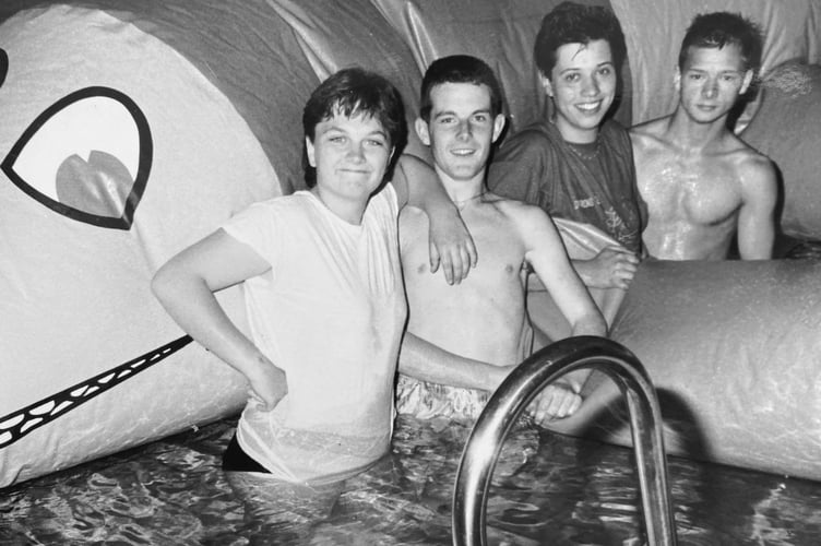 The swimming team of Wendy Moon, Matthew Sweeney,  Jodie Shinner and Leroy Simpson who were part in a Pop and Trivia competition taking place at Dyrons Leisure Centre in Newton Abbot  on June 11, 1989