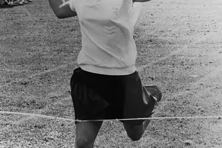 Roman Catholic Primary School Sports Day at Teignmouth's Broadmeadow Sports Centre on  June 10, 1989. Our Lady and St Patrick pupil Karen Piper (11) crosses the line in the girls' 11 and under 4x100 metres relay.