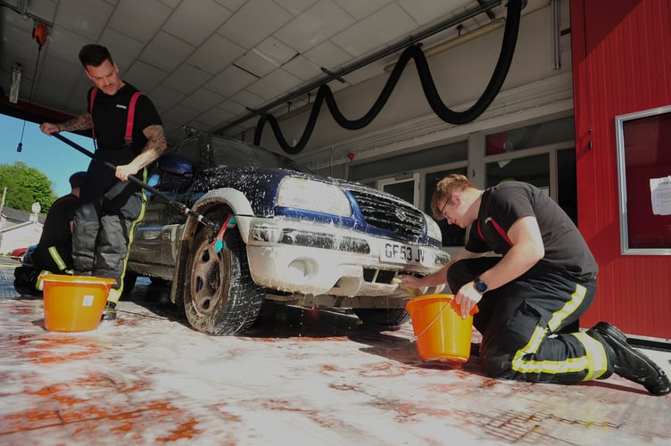 Annual charity car wash at  Newton Abbot Fire Station in aid of The Fire Fighters Charity.