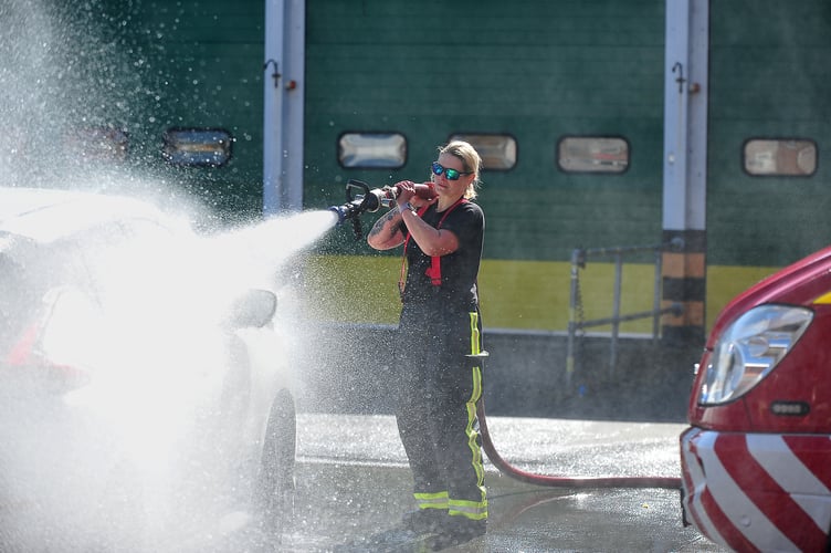 Annual charity car wash at  Newton Abbot Fire Station in aid of The Fire Fighters Charity.