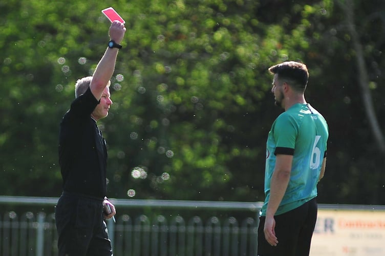 South West Peninsula League Premier East. Sidmouth Town verus Bovey Tracey. A single goal clinched Bovey an away win.