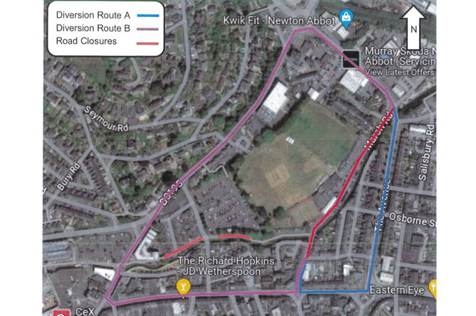Night-time road closures in Newton Abbot for cycle route improvements