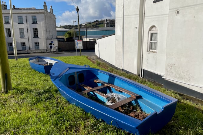 Boat planters on Parson Street Teignmouth