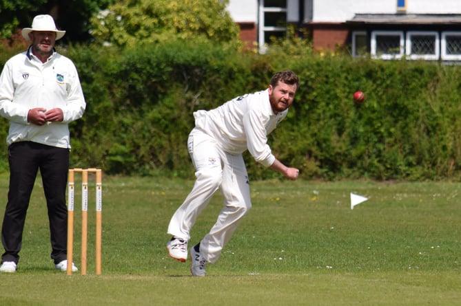 Toby Codd, who bowled 10 tidy overs for Bovey Tracey in the win over Sandford