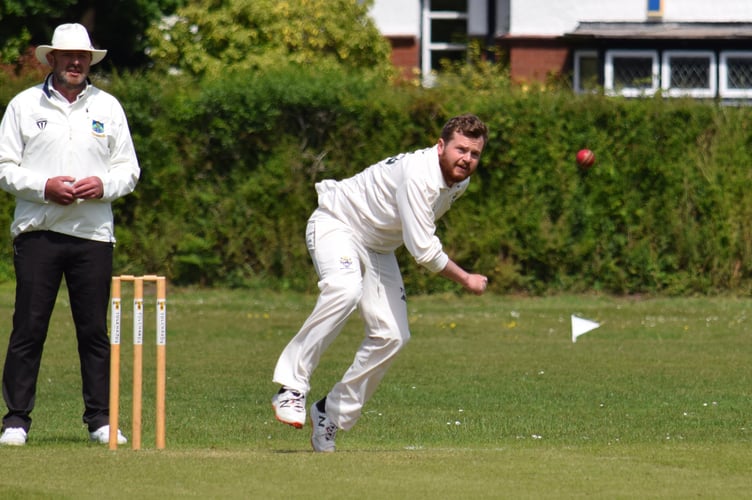Toby Codd, who bowled 10 tidy overs for Bovey Tracey in the win over Sandford