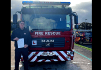 Firefighter Buster passes emergency response driving course 