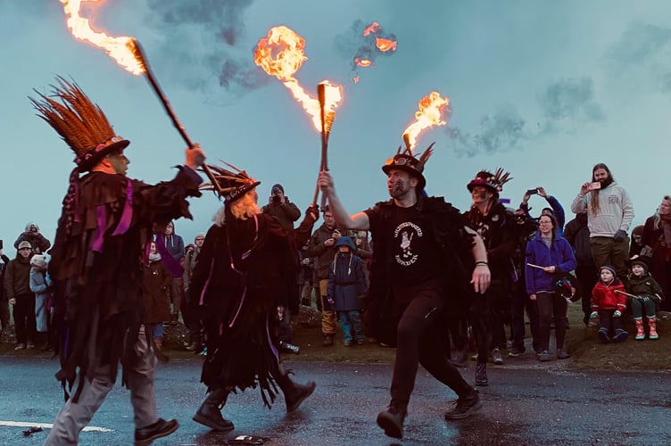 Morris dancers celebrate Beltane on Dartmoor