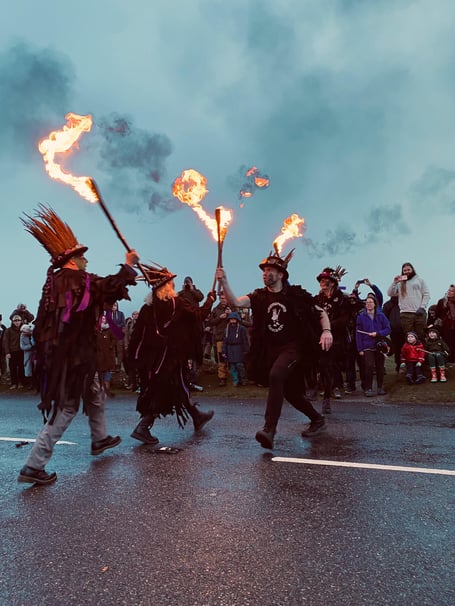 Morris dancers celebrate Beltane on Dartmoor