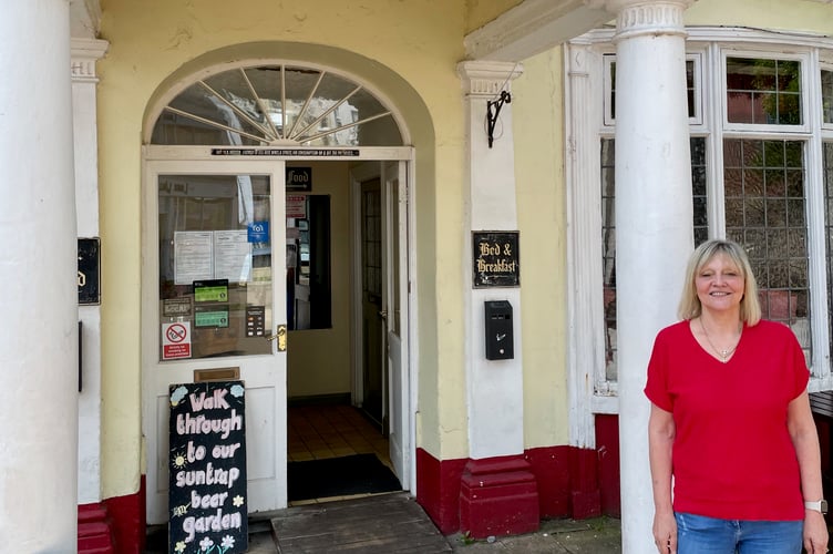 Jackie Wolstenholme outside the Devon Arms Teignmouth