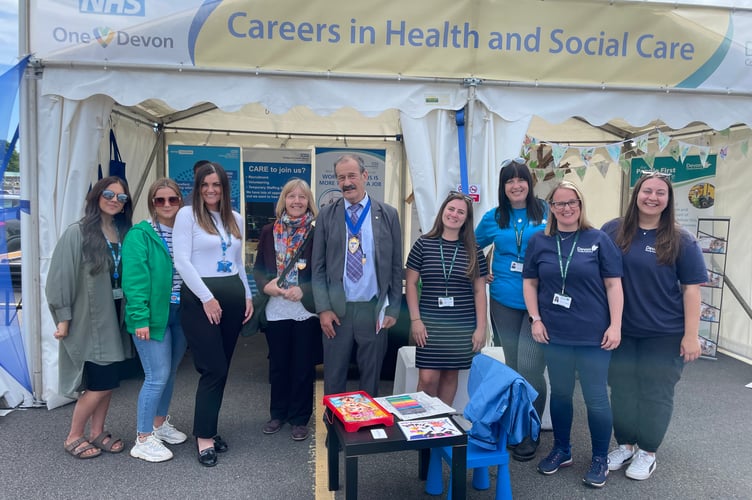 Devon County Council has a big stand at the Show and the Council Chairman, Percy Prowse was among the stand visitors on Thursday.  AQ 2889