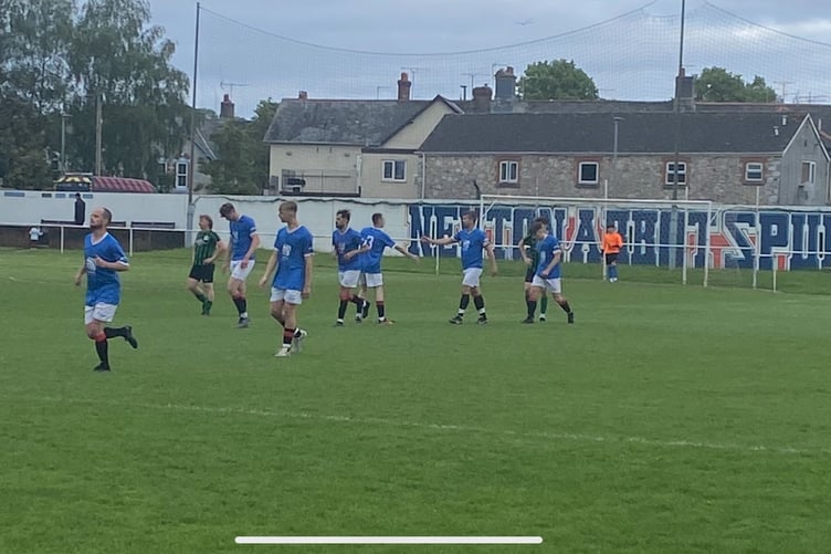 Newton Abbot Spurs celebrate Joe Bushin's opener