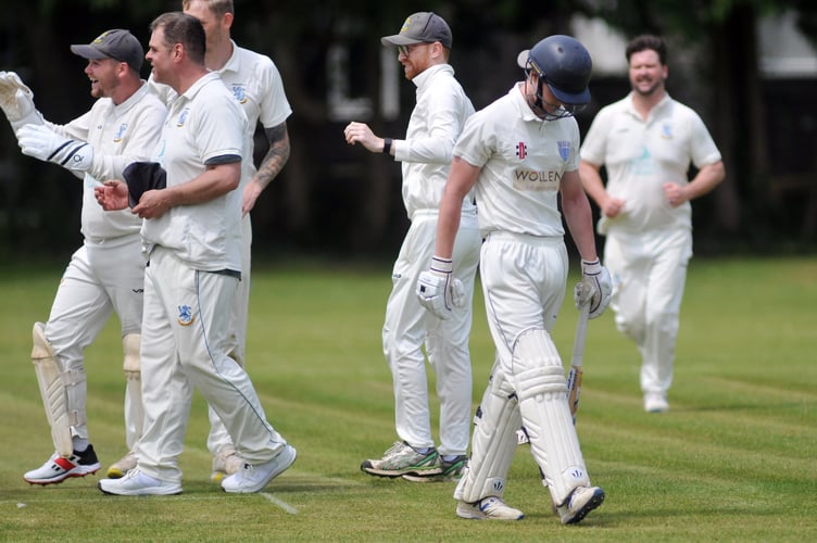 Devon Cricket League C Division West    South Devon versus Brixham.  A one run win for South Devon.  Delight for Brixham as South Devon's Jack Allen returns to the pavilion after a ball from Rhys Dallow made to the waiting hands of Gangul Ravina Silva