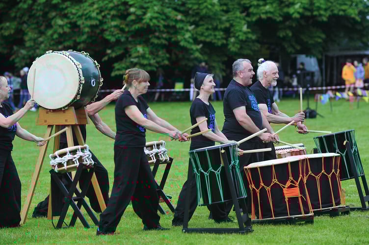 Kingsteignton Ram Roast Fair. Drumming display by Tano Taiko
