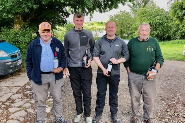 Winners pictured from left to right, Chris Bolt, Alex Venn, Darren Penfold and Nigel Perrin of Brixham won the raffle draw prize