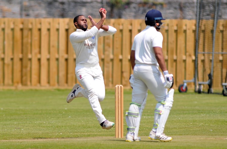 Devon Cricket League C Division West.    South Devon 1st XI  versus Ivybridge XI. South Devon's Mali Marshall
