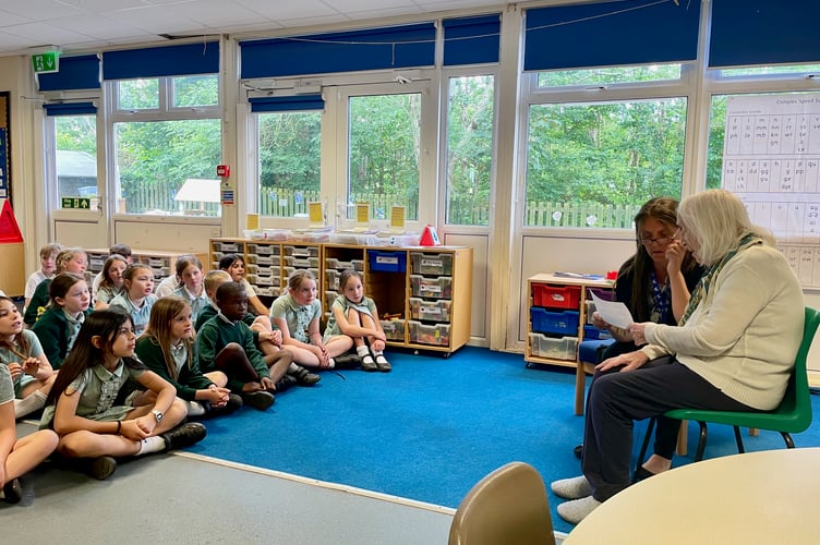 Living history as Joan Allum tells the OLSP Y4 class about her time as a teacher 60 years ago
