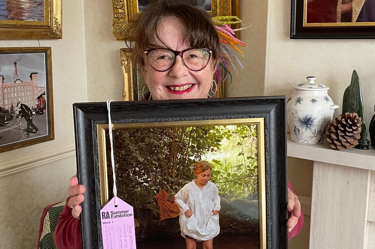 Anna Grayson with her artwork 'Susanna in the Stream', which will appear at the Royal Academy Summer Exhibition