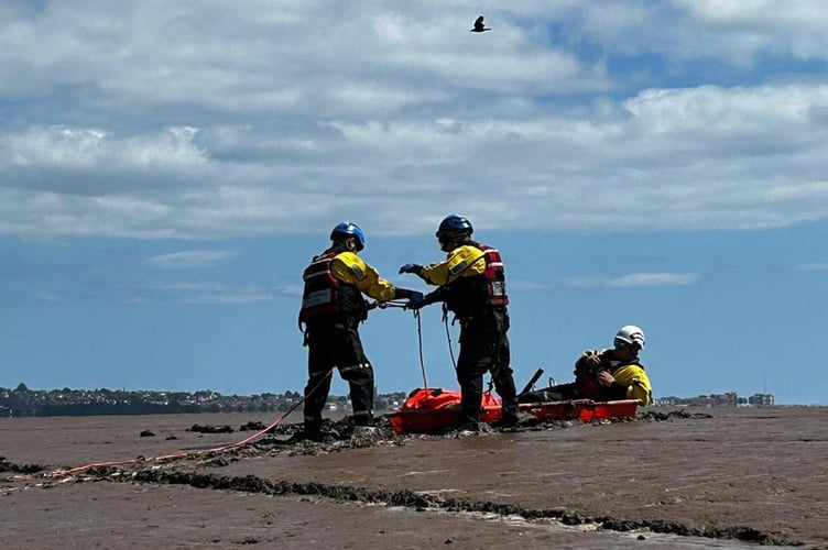 Exmouth RNLI on training exercise before the emergency call. Photo Tim Thorn RNLI