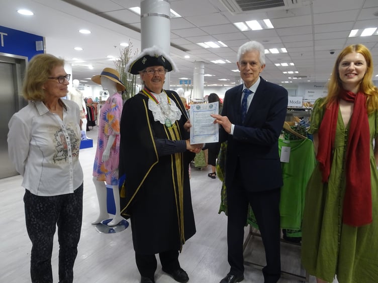 Pictured here are Mary White, Portreeve Allan Vizor, David Austin and Catherine White.