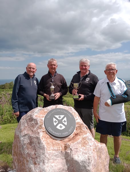 Teignmouth GC's Senior Club Championships. From left to right, Tony McHale, Colin Papworth, Mark Fleming and Dave Anderson (Seniors Captain)