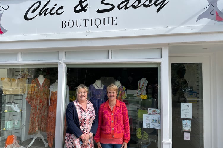 Sarah Nicks and Julie Lister outside Chic and Sassy as they launch Independent Dawlish
