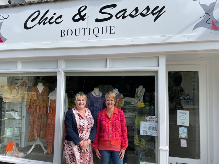 Sarah Nicks and Julie Lister outside Chic and Sassy as they launch Independent Dawlish
