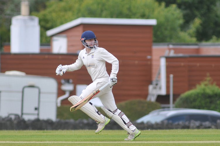 Devon Cricket League B Division. Bovey Tracey 2nd XI versus Ipplepen 1st XI. Bovey's Jamie Bishop    A 43 run win for Bovey who batted first reaching 184 for 5 off 41 overs. Ipplepen had a revised target of 186 to reach off 41 overs but were all out for 142 after 34 overs