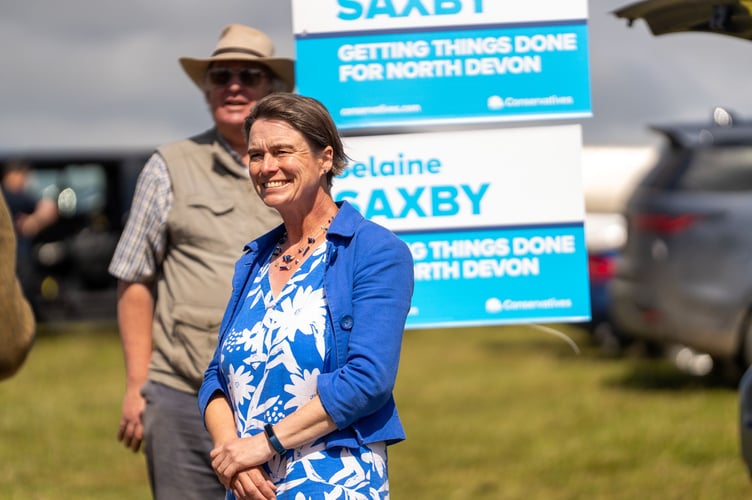 18/06/24 - Barnstaple, Devon. Prime Minister Rishi Sunak, Selaine Saxby, and David Cameron visit Chuggs Farm to hold a Q&A with farmers. Picture by Edward Massey / CCHQ