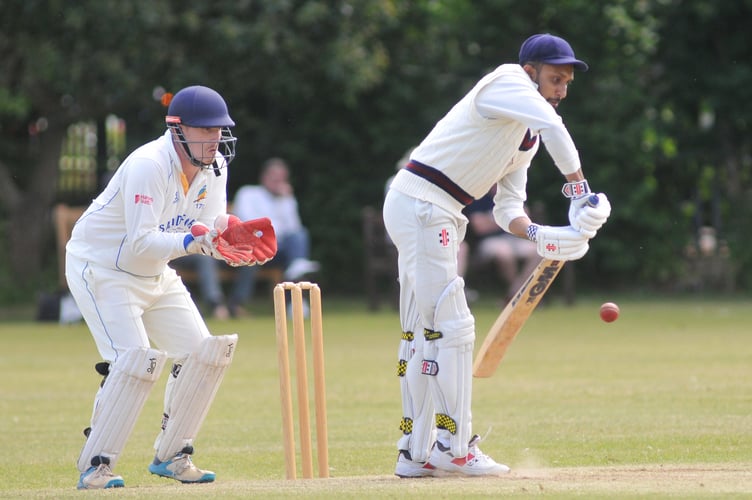 Devon Cricket League C Division West. South Devon versus Sandford. South Devon's Lahiru Samaradivakara and Sandford 'keeper Archie Osborne
