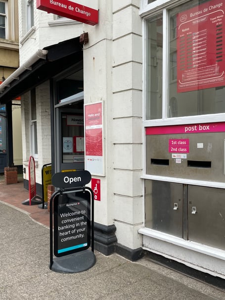 Cash Access UK temporary banking hub at Teignmouth Post Office