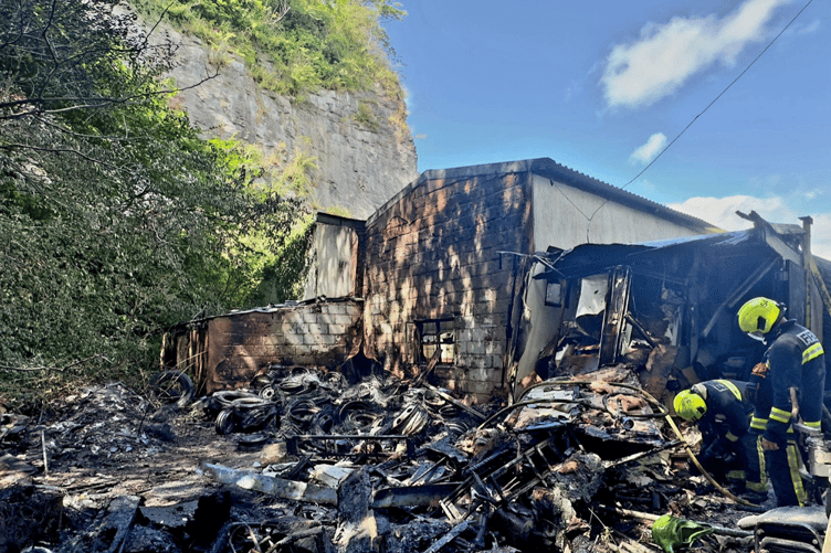 Commercial garage on fire at Bully Cleaves Quarry, Thursday, July 4