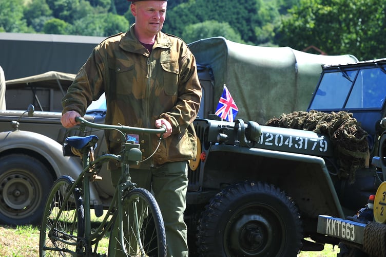 Back to the 1940s weekend with the South Devon Railway at Buckfastleigh. Paratrooper  Dan James with his BSA folding parabike