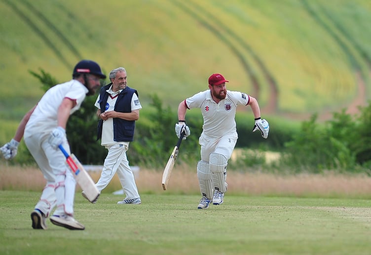 Devon Cricket League F Division West. Stokeinteignhead 1st XI versus Stoke Gabriel 2nd XI. Stokeinteignhead's opening pair Oliver Hastie and Jonathan Robertson
