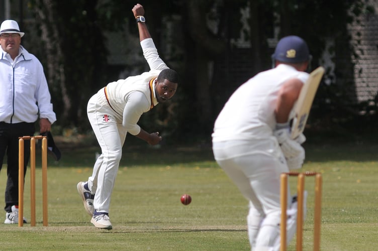 Devon Cricket League C Division West .  South Devon 1st XI vs Paignton 2nd XI. South Devon's Mali Marshall