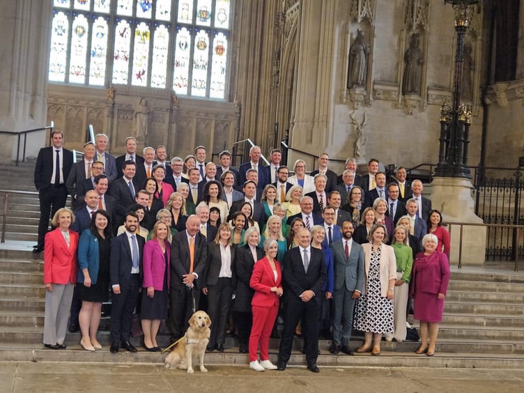 Newton Abbot MP Martin Wrigley with his fellow Lib Dem MPs as they take their seats in the new Parliament, Photo courtesy Adrian Sanders
