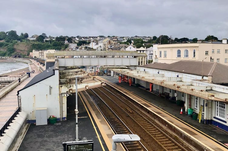 Dawlish railway station by the sea