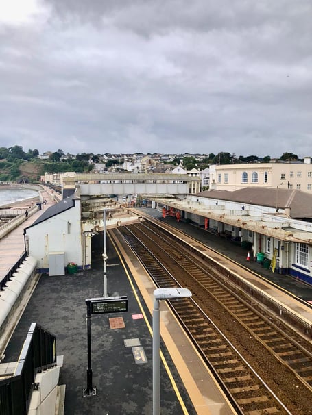 Dawlish railway station by the sea