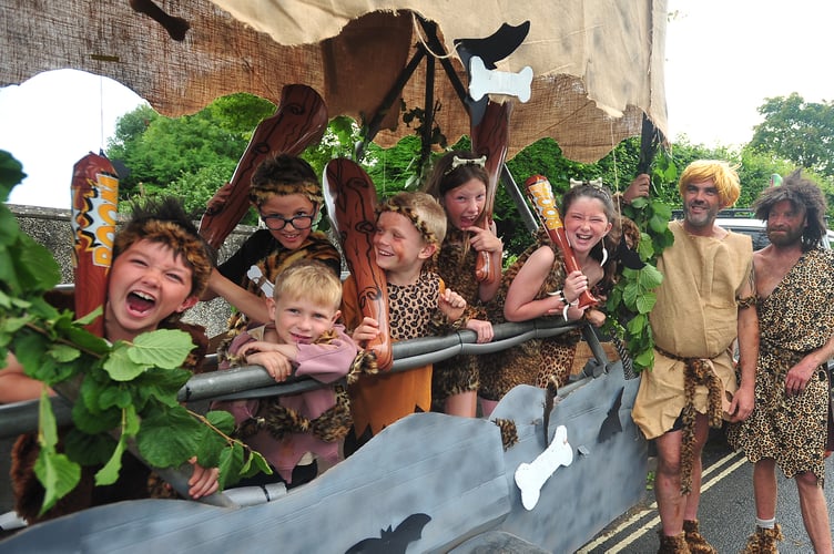 Chudleigh Carnival. Turning back the clock to the stone age at Chudleigh Rock