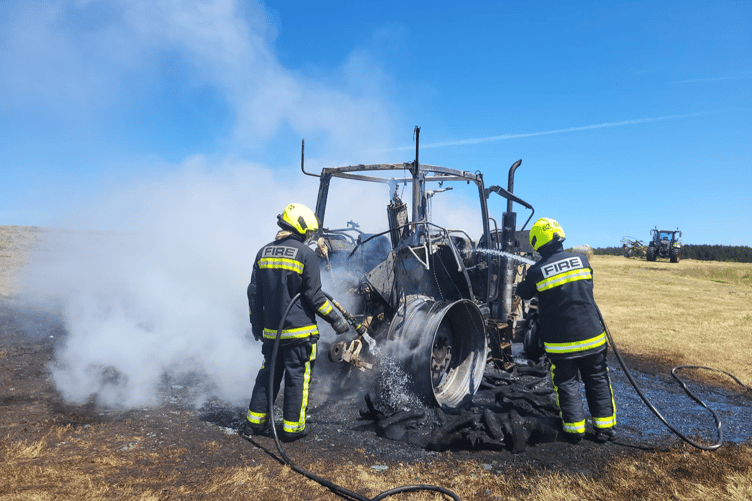 Chagford firefighters tackle tractor fire near Postbridge