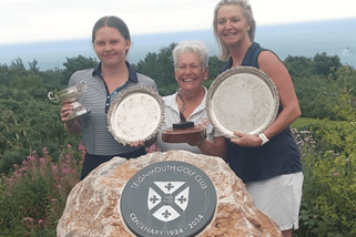 Teignmouth GC's victorious trio Susie Carr, Lorraine Dunn and Clare Walpole 3