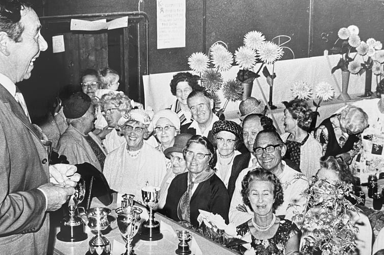 John Slater entertains the crowds as he opens Kingskerswell Show in August 1973