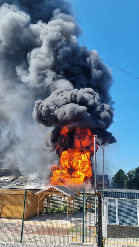 Dramatic images from today's industrial blaze at Heathfield. Photo: Newton Abbot Fire Station