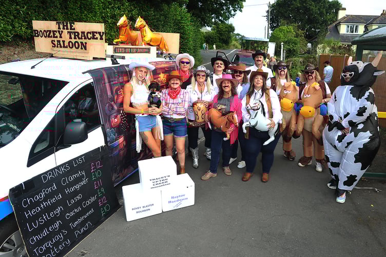 Bovey Tracey Carnival parade. The Boozey Tracey Saloon from Pro-Sweep