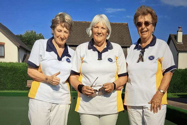 KBC trio Lizzy Maynard, Lady Captain Margaret Sole & Debbie Dobing