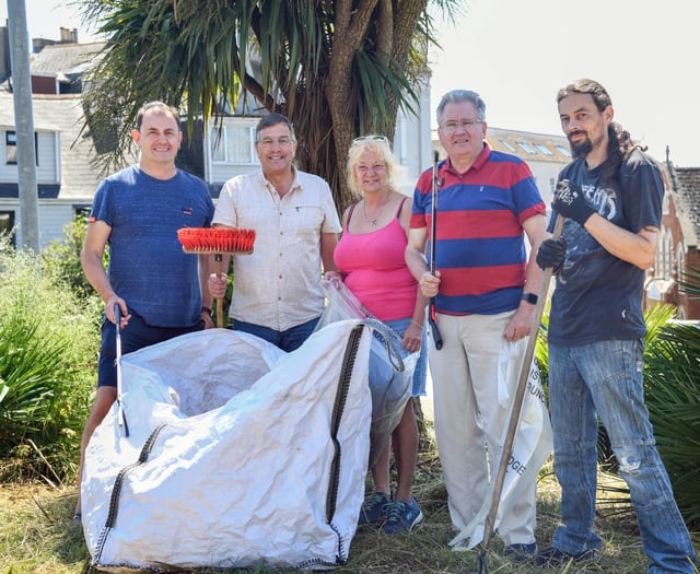 Guerilla gardeners clear overgrown Teignmouth verge