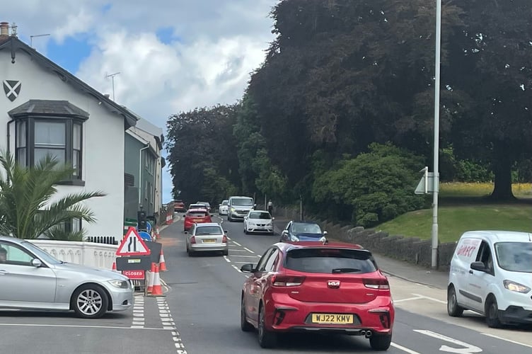 Traffic on Bitton Park Road Teignmouth