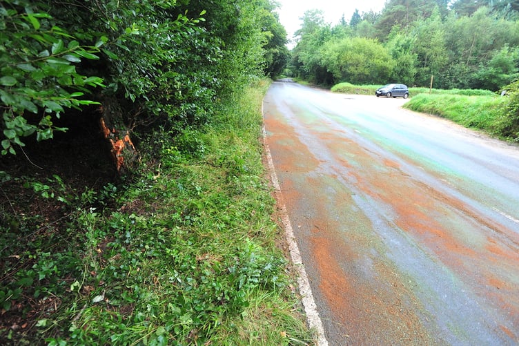 Scene of a serious RTC on the connecting road between A380 Telegraph Hill (Texaco Garage) and A38 (Racecourse Junction). Fire people were taken to hospital after the incident