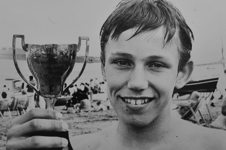 August 26, 1987 and Paul Luxton from Teignmouth is the winner of the Roger Hook Cup at Shaldon Regatta's swimming event