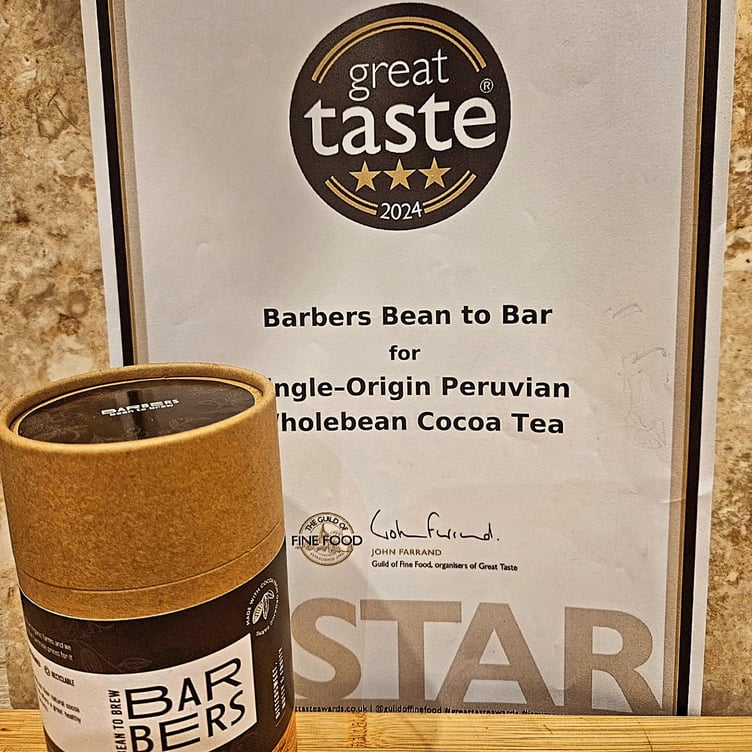 Barbers Bean to Bar Peruvian Cocoa Tea Great Taste Award three stars