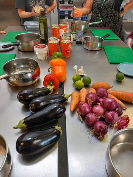 Vegetables for use in Tagine as part of Crafty Cook CIC course for adults with support needs with Teignbridge CVS